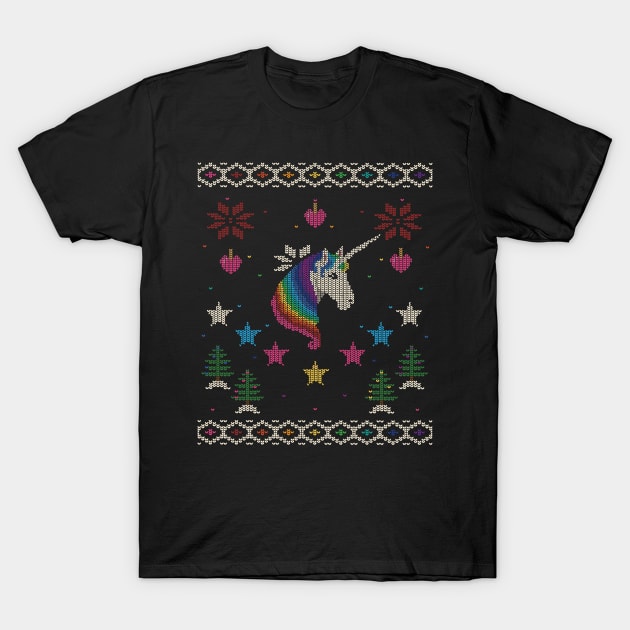 Ugly Unicorn Christmas Sweater T-Shirt by AnotheHero